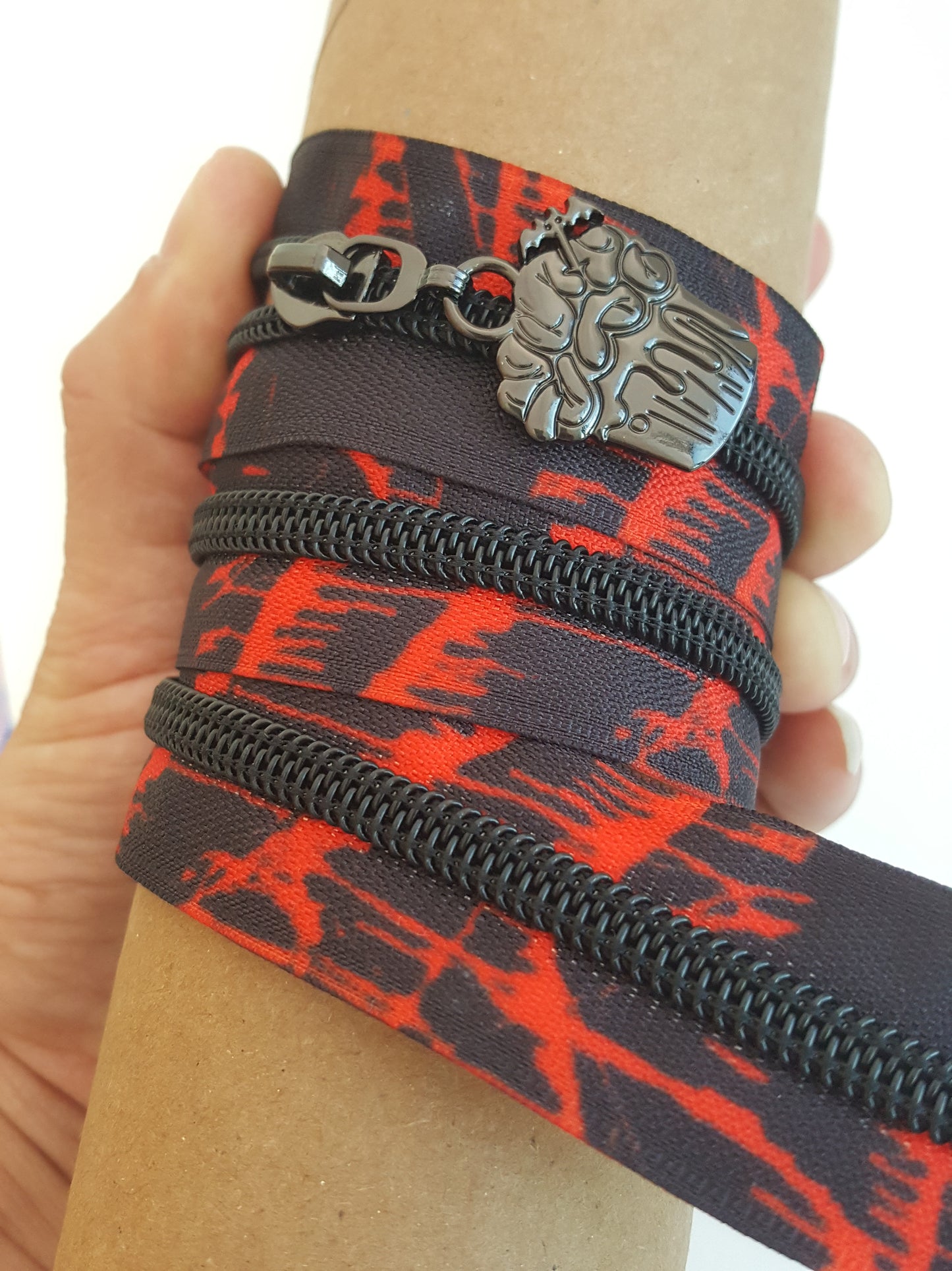 Custom Blood Splatter #5 Nylon Zipper Tape (10 yd cuts)