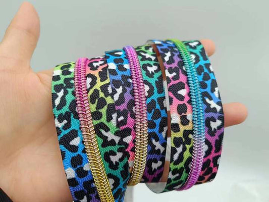 Rainbow Leopard Spots #5 Nylon Zipper Tape