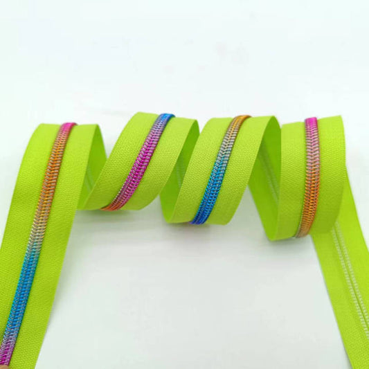 Lime Rainbow #5 Nylon Zipper Tape