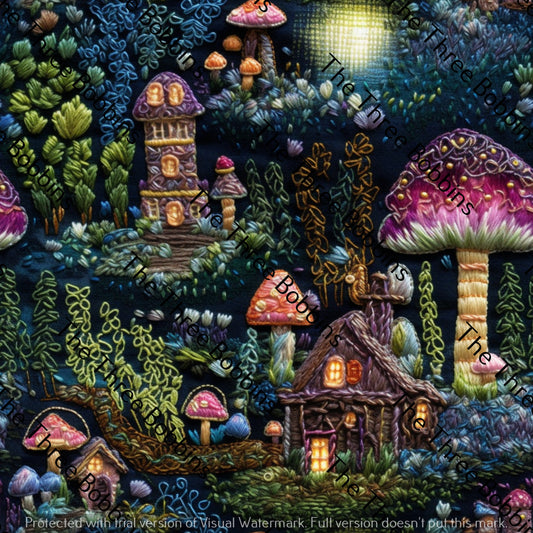 Embroidered Mushroom Village