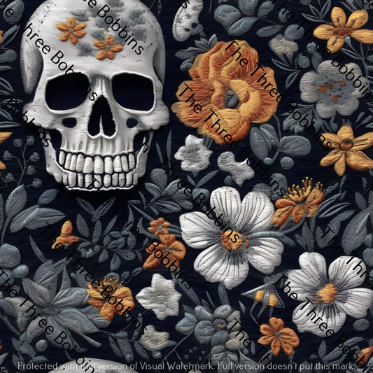 Embroidered Floral Skull