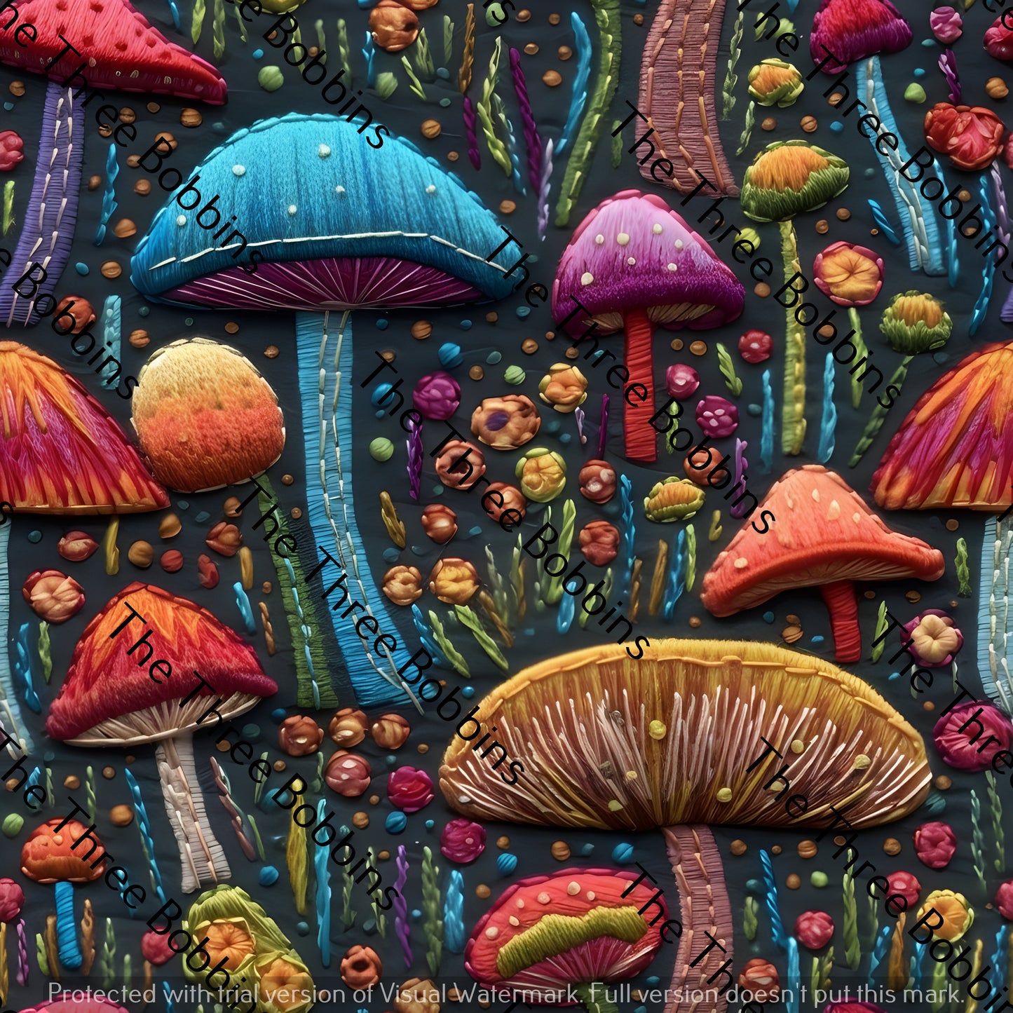 Embroidered Rainbow Mushroom