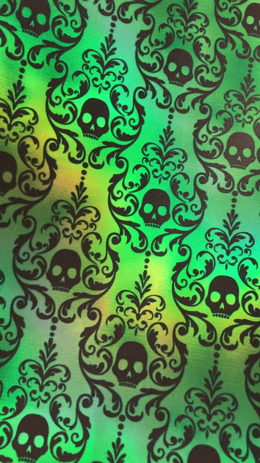 Green Skull Damask