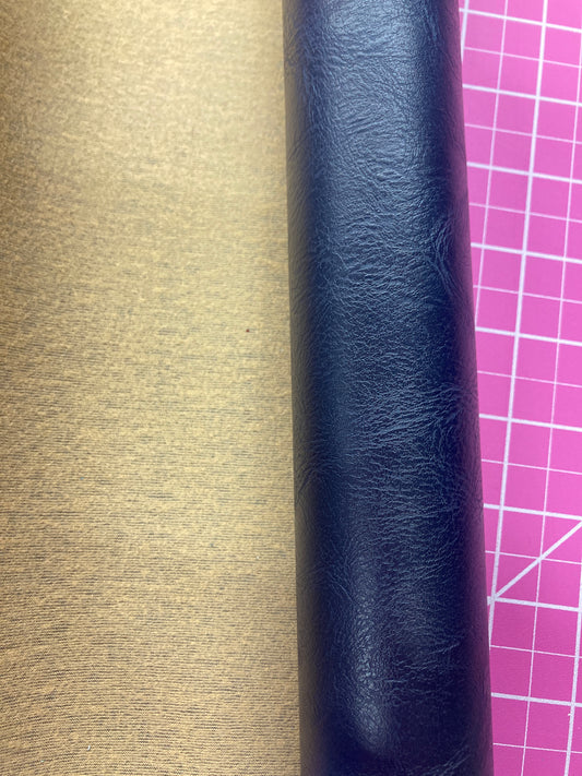 Navy Leather Look Vinyl Roll