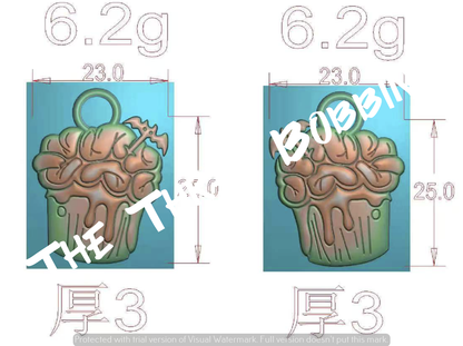 Brain Cupcake #5 Nylon Zipper Pulls-Gunmetal